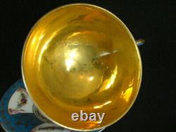 Gold Blue Sevres Style Josephine & Swag Floral Ribbons Crown N Teacup & Saucer