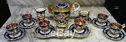 Gold Cobalt Blue Capodimonte Ornate19 Pc Teaset Teapot Sugar Creamer Cup/Saucers