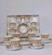 Gold Greek Key Tea Cups & Saucers Service For 12, 25 Piece Set 1 Spare Saucer