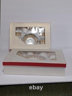 Gold Greek Key Tea Cups & Saucers Service For 12, 25 Piece Set 1 Spare Saucer