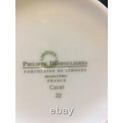 Gold PHILIPPE DESHOULIERES Porcelaine De Limoges France 28 Carat Cups & Saucers