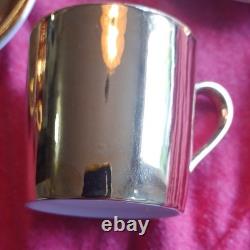 Gold Tone Ceramic Demitasse Espresso Cups & Saucers Set, 7/15pc 40ml