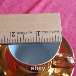 Gold Tone Ceramic Demitasse Espresso Cups & Saucers Set, 7/15pc 40ml