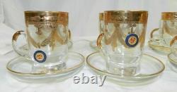 Gold Turkish Tea Glass Set 6 Cups & Saucers Italian inspired Crystal NewithOld
