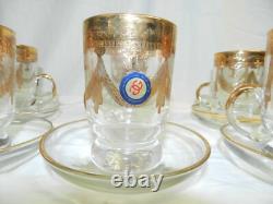 Gold Turkish Tea Glass Set 6 Cups & Saucers Italian inspired Crystal NewithOld