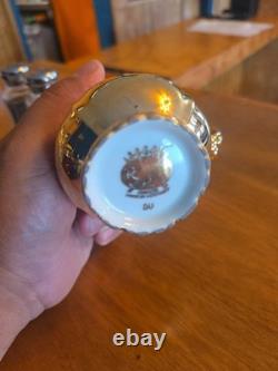 Gold & White Porcelain Tea Set Teapot Sugar Bowl Creamer Cups & Saucers