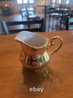 Gold & White Porcelain Tea Set Teapot Sugar Bowl Creamer Cups & Saucers