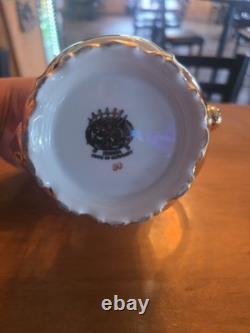 Gold & White Porcelain Tea Set Teapot Sugar Bowl Creamer Cups & Saucers
