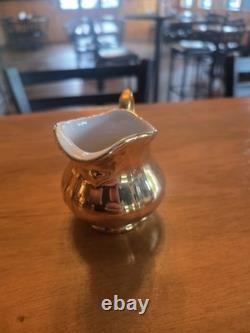 Gold & White Porcelain Tea Set Teapot Sugar Bowl Creamer Cups & Saucers