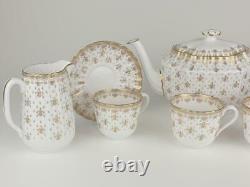 Good Spode Gold Fleur De Lys Tea Set, 14 Pieces, Teapot, Cups & Saucers, Milk