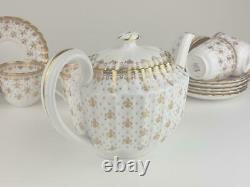 Good Spode Gold Fleur De Lys Tea Set, 14 Pieces, Teapot, Cups & Saucers, Milk