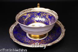 Gorgeous Paragon Cobalt and Gold Floral Centered Cup and Saucer B