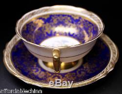 Gorgeous Paragon Cobalt and Gold Floral Centered Cup and Saucer B