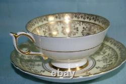 Gorgeous Vint Paragon bone china cup saucer- YellowithGold with Red Cabbage Rose