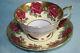 Gorgeous Vint Paragon Bone China Tea Cup Saucer-large Roses On Pale Yellowithgold