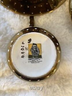 Gray's Pottery Stoke on Trent MCM Gold Gilt White Polka Dot Set