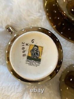 Gray's Pottery Stoke on Trent MCM Gold Gilt White Polka Dot Set