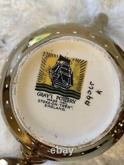 Gray's Pottery Stoke on Trent MCM Gold Gilt White Polka Dot Set