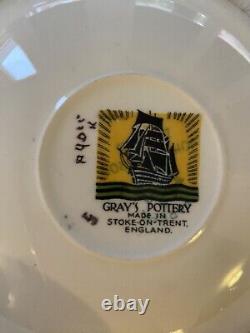 Gray's Pottery Stoke on Trent MCM Gold Gilt White Polka Dot Set