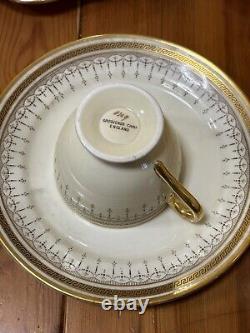 Grecian By Grosvenor Tea Set Lot Gold Cake Plates Teacups Etc