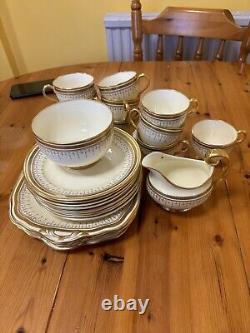 Grecian By Grosvenor Tea Set Lot Gold Cake Plates Teacups Etc
