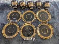 Greek KE Demitasse Coffee Cup & Saucer Set of 6 24K Gold Porcelain- Handmade