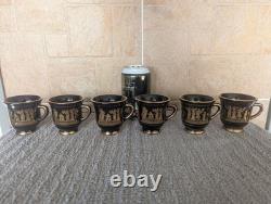 Greek KE Demitasse Coffee Cup & Saucer Set of 6 24K Gold Porcelain- Handmade