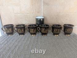 Greek KE Demitasse Coffee Cup & Saucer Set of 6 24K Gold Porcelain- Handmade