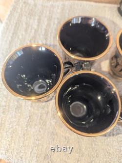 Greek KE Demitasse Coffee Cup & Saucer Set of 6 24K Gold Porcelain- Handmade