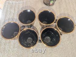Greek KE Demitasse Coffee Cup & Saucer Set of 6 24K Gold Porcelain- Handmade