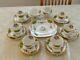 Grosvenor China Teaset England Hertford Floral Green Gold White 21 Pieces Unused