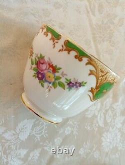 Grosvenor China Teaset England HERTFORD Floral Green Gold White 21 Pieces Unused