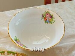 Grosvenor China Teaset England HERTFORD Floral Green Gold White 21 Pieces Unused