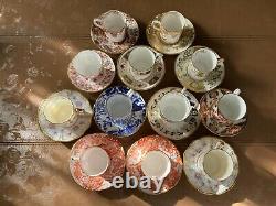 Group of 12 Royal Crown Derby demitasse /espresso coffee cups and saucers, rare