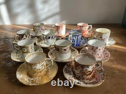 Group of 12 Royal Crown Derby demitasse /espresso coffee cups and saucers, rare