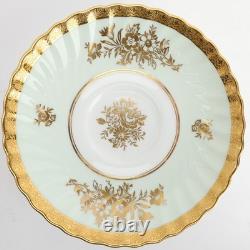 H5063 (Mint Green) by Minton Bone China Set of 10 Cups & Saucers Gold Encrusted