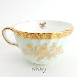 H5063 (Mint Green) by Minton Bone China Set of 10 Cups & Saucers Gold Encrusted