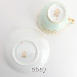 H5063 (Mint Green) by Minton Bone China Set of 10 Cups & Saucers Gold Encrusted