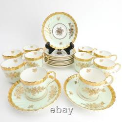 H5063 (Mint Green) by Minton Set of 10 Demitasse Cups & Saucers Gold Encrusted
