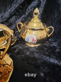 HAAS & CZJZEK CODOV CZECHOSLOVAKIA- Gold Lustre Coffee Pot, Cups and saucers