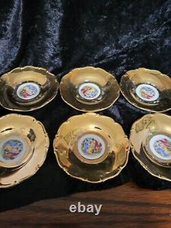 HAAS & CZJZEK CODOV CZECHOSLOVAKIA- Gold Lustre Coffee Pot, Cups and saucers