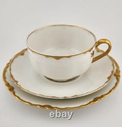 HAVILAND/LIMOGES Ranson, Gold Trim SET of SIX Cups, Saucers, Bread Plates