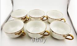 HAVILAND/LIMOGES Ranson, Gold Trim SET of SIX Cups, Saucers, Bread Plates