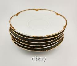 HAVILAND/LIMOGES Ranson, Gold Trim SET of SIX Cups, Saucers, Bread Plates