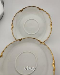 HAVILAND/LIMOGES Ranson, Gold Trim SET of SIX Cups, Saucers, Bread Plates