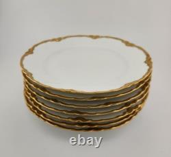 HAVILAND/LIMOGES Ranson, Gold Trim SET of SIX Cups, Saucers, Bread Plates