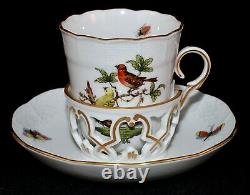 HEREND Rothschild Bird withJEWELRY HTF Trembleuse Cup & Saucer #713 RO / MOTIF 6