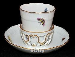 HEREND Rothschild Bird withJEWELRY HTF Trembleuse Cup & Saucer #713 RO / MOTIF 6