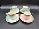 H&c Co Limoges Tea Cup Saucers Set Of 4 Pastel And Gold Hand Painted