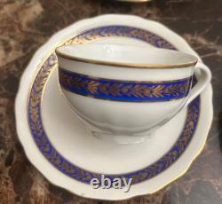 H & C Czechoslovakia Sygnatura Antique Espersso Cups Saucers Gold Trim Set of 5